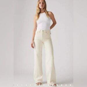 Levi's Ribcage Wide Leg in Cream Jean Size 24